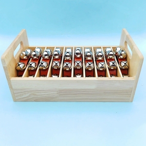 Wholesale Wooden Hand Bell 10 Pcs Sleigh Bells Kit with Partitioned Storage Case <b>For</b> Educational Institution Bulk Order - Product Image 2