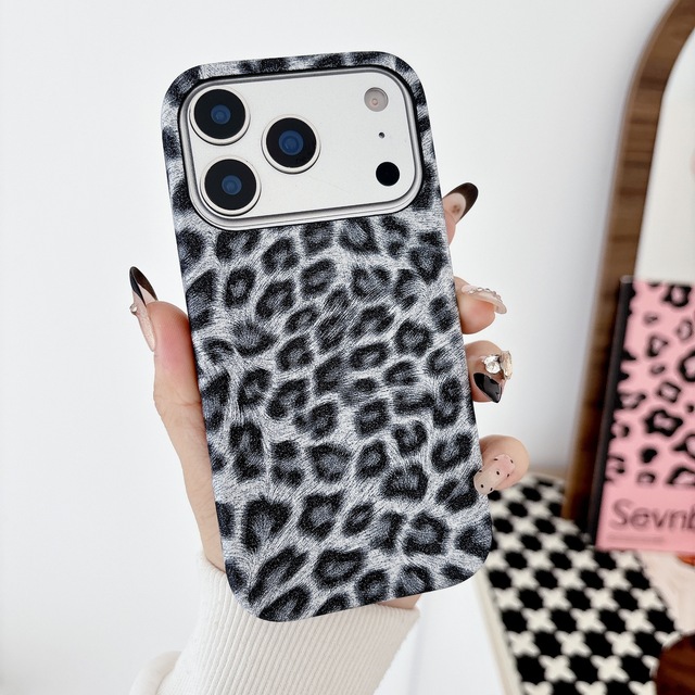 Fashion Leopard Print Designer Pu Leather Mobile Phone case for iphone 17 air 16 15 14 13 Pro Max Shockproof Cover Frosted Back