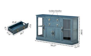 SENYU Small Buffet Cabinet with Storage, Buffet Sideboard with Two Glass Doors and a Drawer and Adjustable Shelf,for Kitchen - Product Image 2
