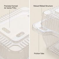 Boîte à fruits et légumes en plastique PET transparent avec couvercle ventilé, écologique, 175 mm, trous de ventilation respirants, pour produits frais, salades