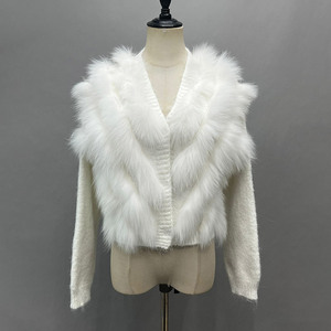 <span class=keywords><strong>Cardigan</strong></span> in Maglia da Donna Jancoco, Tessuto Misto Lana, Maglione Morbido Lavorato a Maglia <span class=keywords><strong>con</strong></span> Vera <span class=keywords><strong>Pelliccia</strong></span> di Volpe - Product Image 6