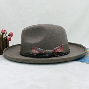 Mujeres Hombres Unisex Lujo Clásico Ala Ancha Rollo Lana Pork <span class=keywords><strong>Pie</strong></span> Brim Panamá Fedora Sombrero de fieltro para fiestas Muestra gratis disponible - Product Image 5