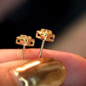 Xinfly Women's 18K Gold 0.36CT <b>Small</b> Yellow Diamond Stud Earring Classic Style Color Wedding Geometry Fancy <b>Cushion</b> Cut - Product Image 2