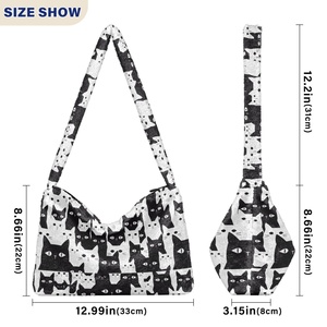กระเป๋าถือสะพายไหล่ขนเฟอร์เทียมลายแมวน่ารักสำหรับผู้หญิง ขนาดใหญ่ แฟชั่นใหม่ - Product Image 3
