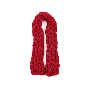 2024 Winter Merinowolle klobig Garn Strickschal rot super klobig Handstrick langer Schal