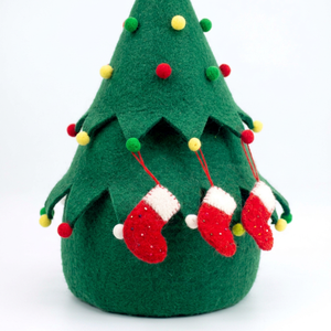 Lot de chaussettes de Noël rouges miniatures en feutre pour enfants, ornements faits à la main à suspendre à l'arbre, ensemble cadeau en gros - Product Image 4