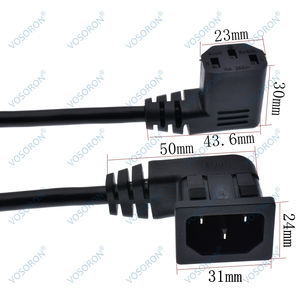Удлинительный шнур IEC320 C14-C13, C14 защелкивающийся левый и C13 правый короткий, длина 60 см, 18AWG - Product Image 4