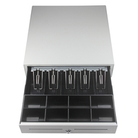 Caja Registradora Kinghe de 405 mm Ajustable para 8 Monedas y 5 Billetes con Conexión RJ11, Caja de Efectivo Resistente para Supermercados