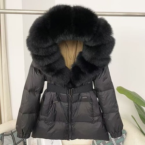 Moda <span class=keywords><strong>de</strong></span> invierno Lujoso Cálido Cuello esponjoso Comodidad Pato blanco Abajo <span class=keywords><strong>Abrigo</strong></span> corto Abajo Chaqueta para mujer - Product Image 5