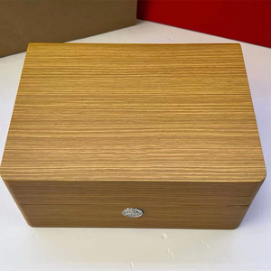 Boîte à montre de luxe en bois jaune à fente unique, ensemble complet d'emballage pour montre avec sac cadeau, carte et certificat, boîte personnalisable avec logo - Product Image 3