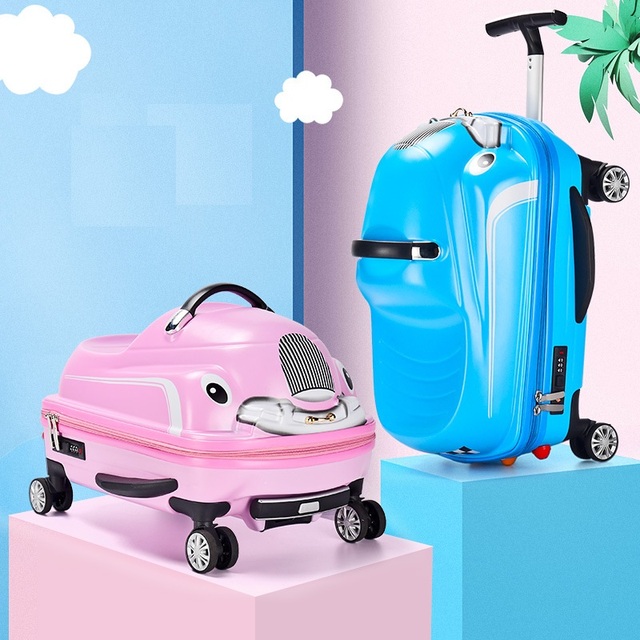 Children Rolling Luggage Spinner 3D Scooter Suitcase for Kids Cabin Trolley Student Travel Bag Cute Baby Carry on Trunk