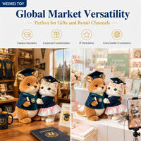WEIMEI Série de diplôme personnalisée, Peluche anti-stress brodée en coton PP et polyester, Kangourou et Chat, pour le campus