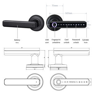 FXL H168 Cerradura de puerta electrónica inteligente Huella digital BLT Contraseña Entrada sin llave Aplicación Desbloqueo Soporte para IOS/<span class=keywords><strong>Android</strong></span> para puertas de madera - Product Image 4