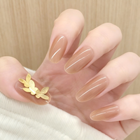 Ongles à presser en ABS doré nude, forme cercueil, longs, personnalisables avec logo et emballage sur mesure