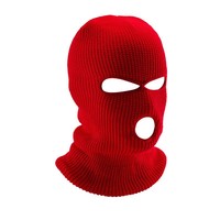 ODM OEM Pasamontañas de punto cálido para invierno con logotipo personalizado, pasamontañas de esquí de 3 orificios, gorro de punto para hombre