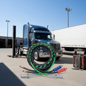 D0100HRX46T Kit de Manguera de Aire 3 en 1 de 12 Pies, Cable Eléctrico de Goma Verde para Camión y Remolque, Conector de 7 Vías, Accesorios para Camiones - Product Image 2