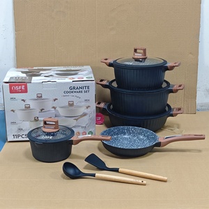 Ensemble <span class=keywords><strong>de</strong></span> 11 ustensiles <span class=keywords><strong>de</strong></span> cuisine antiadhésifs avec revêtement en granit, comprenant une casserole peu profonde - Product Image 2