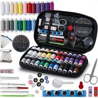Mini kit de couture portable rectangulaire pour la maison avec rangement, idéal pour dortoir, fournitures de couture à la main, fil à coudre, style classique