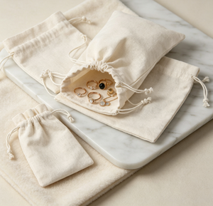Bolsa de Algodón Muselina Blanca Lisa con Cordón, Bolsa Portátil Pequeña para Guardar Joyas, Admite Impresión de Logotipo Personalizado - Product Image 4