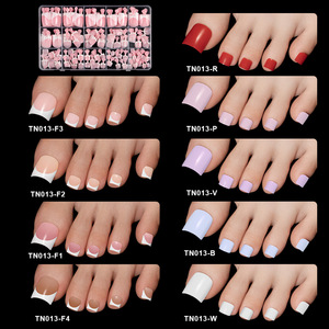 160 <span class=keywords><strong>faux</strong></span> <span class=keywords><strong>ongles</strong></span> d'orteils en plastique par boîte, courts, carrés, couleur unie, style French, 12 tailles, couverture complète - Product Image 5