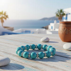 GREEN TURQUOISE STONE <b>BEADED</b> <b>BRACELET</b> FROM TURKEY - Product Image 3