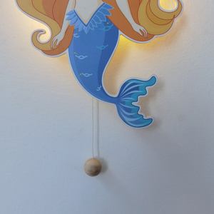 Decoración de pared de madera de sirena con luz LED, luz de pared para guardería, regalo para niñas, luz decorativa de dibujos animados para decoración de pared de habitación de niños - Product Image 3