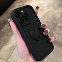 Coque de téléphone portable coeur stéréo transfrontalier européen américain pour Apple 16/15/14/13/12/11 Iphonexs Max Gaozhu TPU Phone Grip