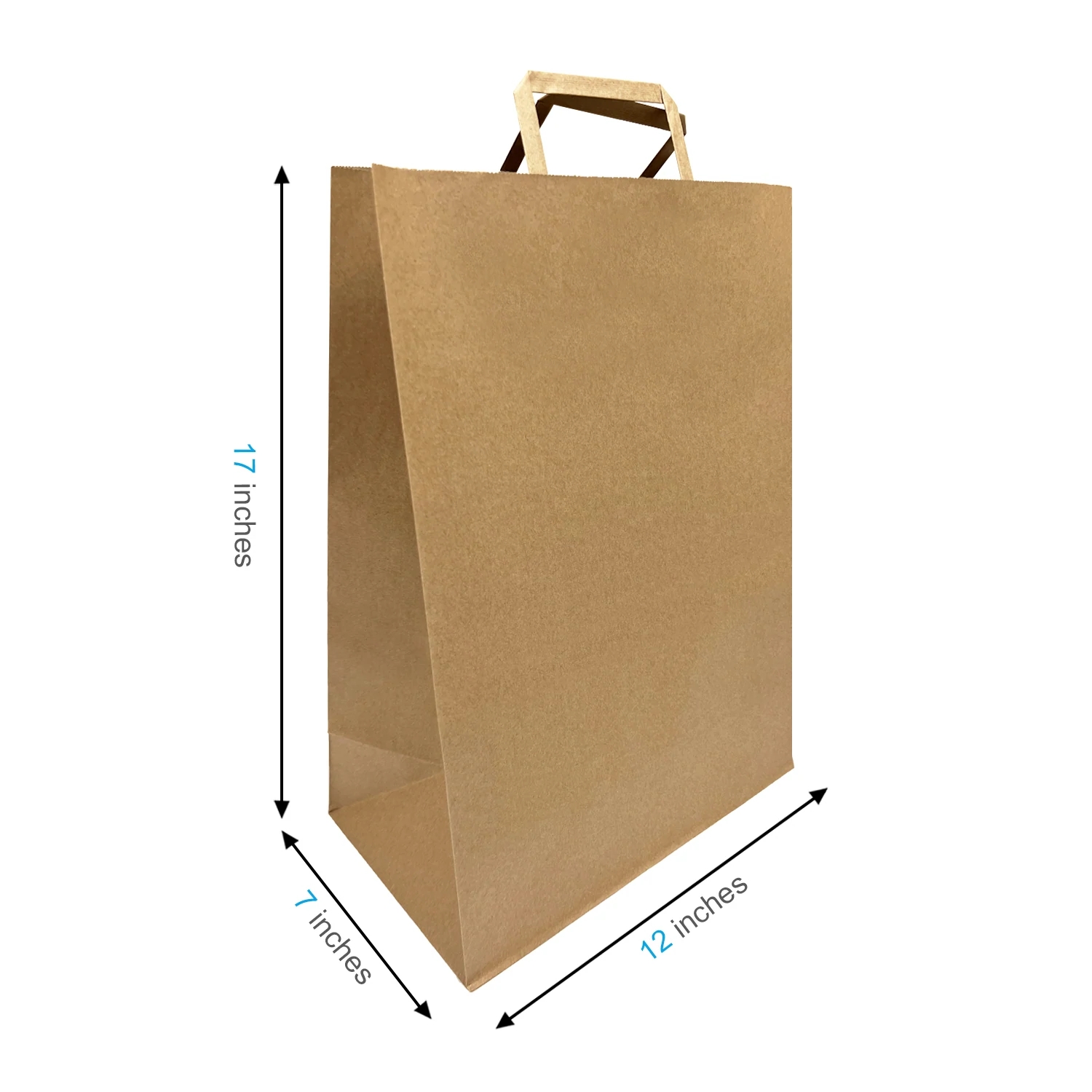 Kraft Paper Bags with Flat Handles 12x7x17 inches