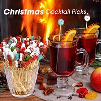 Piques à cocktail en bambou, brochettes jetables en bois, écologiques et biodégradables, pour apéritifs de fête de Noël, décoratives