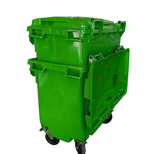 Hoge dichtheid weerbestendige polyethyleen plastic afvalbak van 660L met heftruckbasis, deksel en staande structuur, milieuvriendelijk - Product Image 2