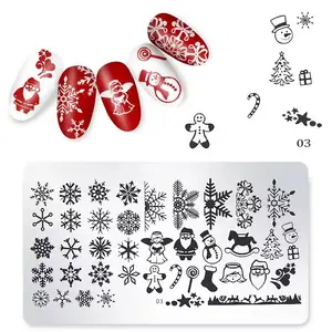 Kerstboom Sneeuwvlok Elanden Sokken Accessoires Roestvrij Gestempelde Sjablonen Manicure Diy Overdracht Tool Nail Art Stempelplaat