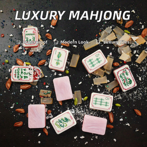 Tuiles de Mahjong Américaines Personnalisées en Acrylique, Dos Marbré Rose, Jeu Portable et Durable pour 4 Joueurs, Idéal pour le Divertissement - Product Image 2