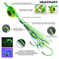 Leurre de pêche en forme de jupe de pieuvre vert lumineux 120g 150g 200g avec jig métallique et 2 hameçons pour la pêche à la traîne en eau salée