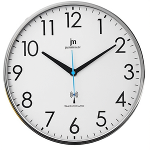 JUSTAMINUTE Silver 00917RCS <b>Radio</b> Controlled Wall <b>Clock</b> (30cm) - Product Image 2