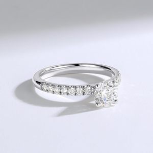 SGARIT custom Lab Grown Diamond Engagement <b>Ring</b> 1 Ct Main Stone 0.56 Cttw Side Stones D Color VS Clarity 4 Prong <b>Solitaire</b> S925 - Product Image 4