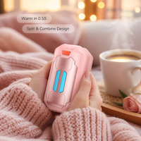 Chauffe-mains rechargeable rose 2026 au design mignon Mecha, or rose, portable USB 6000mAh, chauffe-poche extérieur avec lumière LED pour voiture
