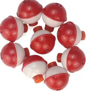 Groothandel 1/2in 3/4in 1in 1 1/2Inch Rood En Wit Hard Abs Plastic Clip Op Vissen Drijvers Rond Snap Op Bobbers