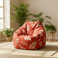 Fauteuil pouf pour adultes Design moderne avec logo personnalisé Tissu polyester vert imprimé OEM pour promotions commerciales
