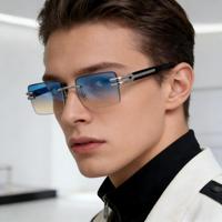 Lunettes de soleil unisexes sans monture 2026, style rétro, verres colorés, protection UV400, design carré confortable, monture en métal et acétate