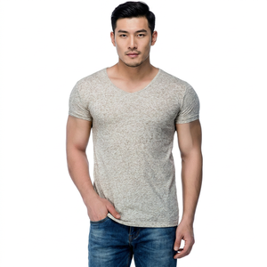 Camiseta de Alta Calidad Estampada Unisex de Algodón y Fibra de Bambú 180g, Cuello Redondo, Manga Corta, Efecto Slub, Hilado Fino, Color Melange - Product Image 2