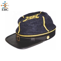 Gorra de lana NCO con visera de cuero y correa para la barbilla, sostenible, personalizada, para fiestas formales, uso diario al aire libre, azul con trenza dorada.