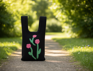 Borsa a tracolla in maglia floreale da donna in tela per la spesa, tutte le stagioni M1222053 - Product Image 2