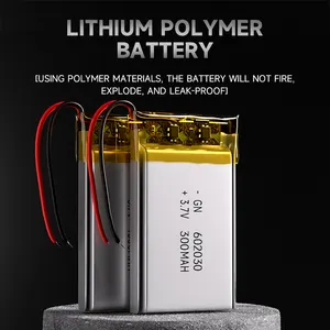 リチウムポリマーバッテリー602030充電式リポバッテリー3.7vリチウムポリマーバッテリー300mah 602030卸売