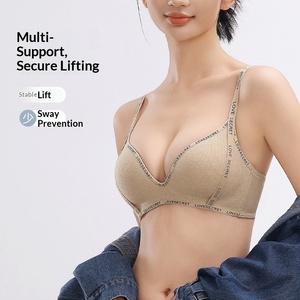 Soutien-gorge sans couture pour femme, push-up, sans armatures, rembourré, demi-bonnet, bretelles à lettres, sexy - Product Image 2