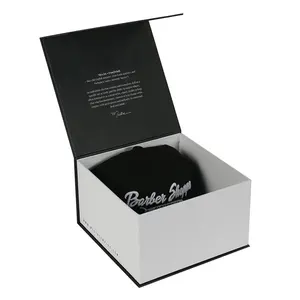 수제 사용자 정의 로고 블랙 야구 모자 모자 Snapcap 종이 상자 종이 포장 Snapcap 접이식 선물 상자