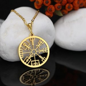 Nouveau Design Minimaliste Viking Boussole Collier Hypoallergénique En Acier Inoxydable Étanche Or Veg <span class=keywords><strong>Visir</strong></span> Pendentif Collier Bijoux - Product Image 1