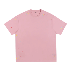 เสื้อยืดผู้ชายสไตล์ดิสเทรส พิมพ์ลายสาดสีทั่วตัว ผ้าฝ้ายออร์แกนิค 100% แบบถัก - Product Image 6