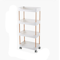 Étagère de rangement pliable à 4 niveaux pour espaces étroits de cuisine et salle de bain, chariot roulant multi-niveaux extensible sur pied pour salon