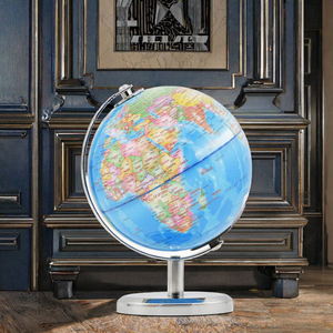 EXCELLENCE 14cm métal avec support rotatif géographie éducation Globe terre carte du monde lumières LED outil d'enseignement scolaire - Product Image 2