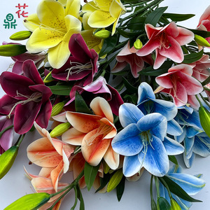 Bouquet de fleurs artificielles en soie Lily, 6 têtes, imperméable, décoration d'intérieur, mariage, style moderne - Product Image 2